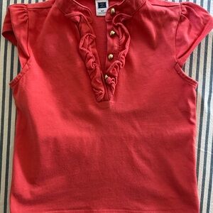 Kids coral Ruffled Polo Shirt